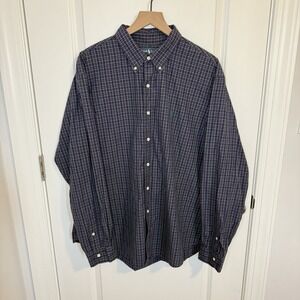 Polo Ralph Lauren Oxford Shirt Men's Size Large XXL Purple Plaid Button Down VTG